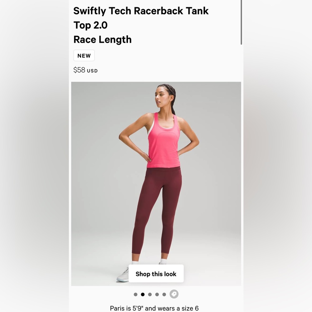 Lululemon Swiftly Tech Racerback Tank Top 2.0
Race Length, 6